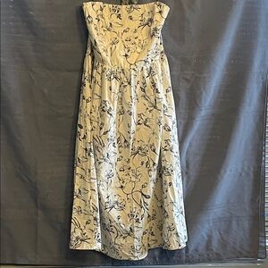 H&M Strapless Floral Dress - Cream and Black